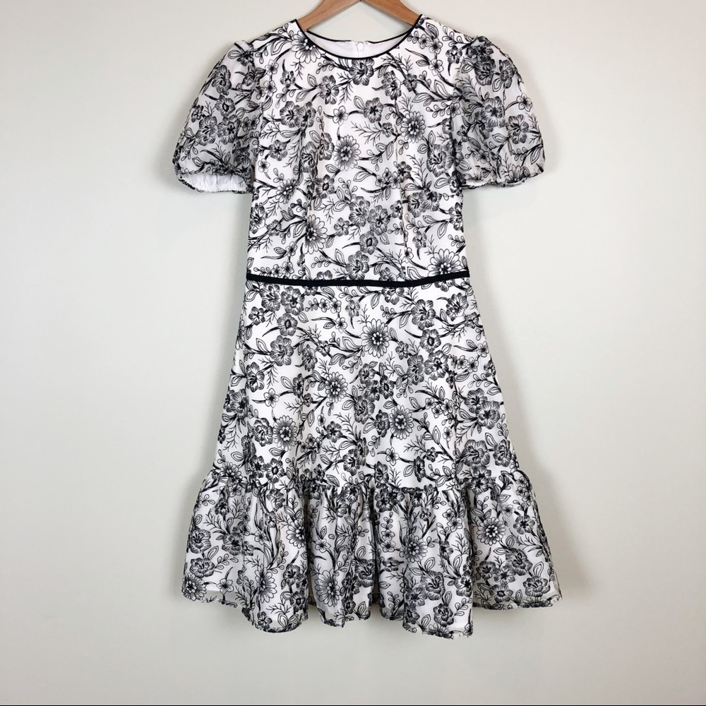 Gal Meets Glam Viola Raffia Embroider Floral Dress